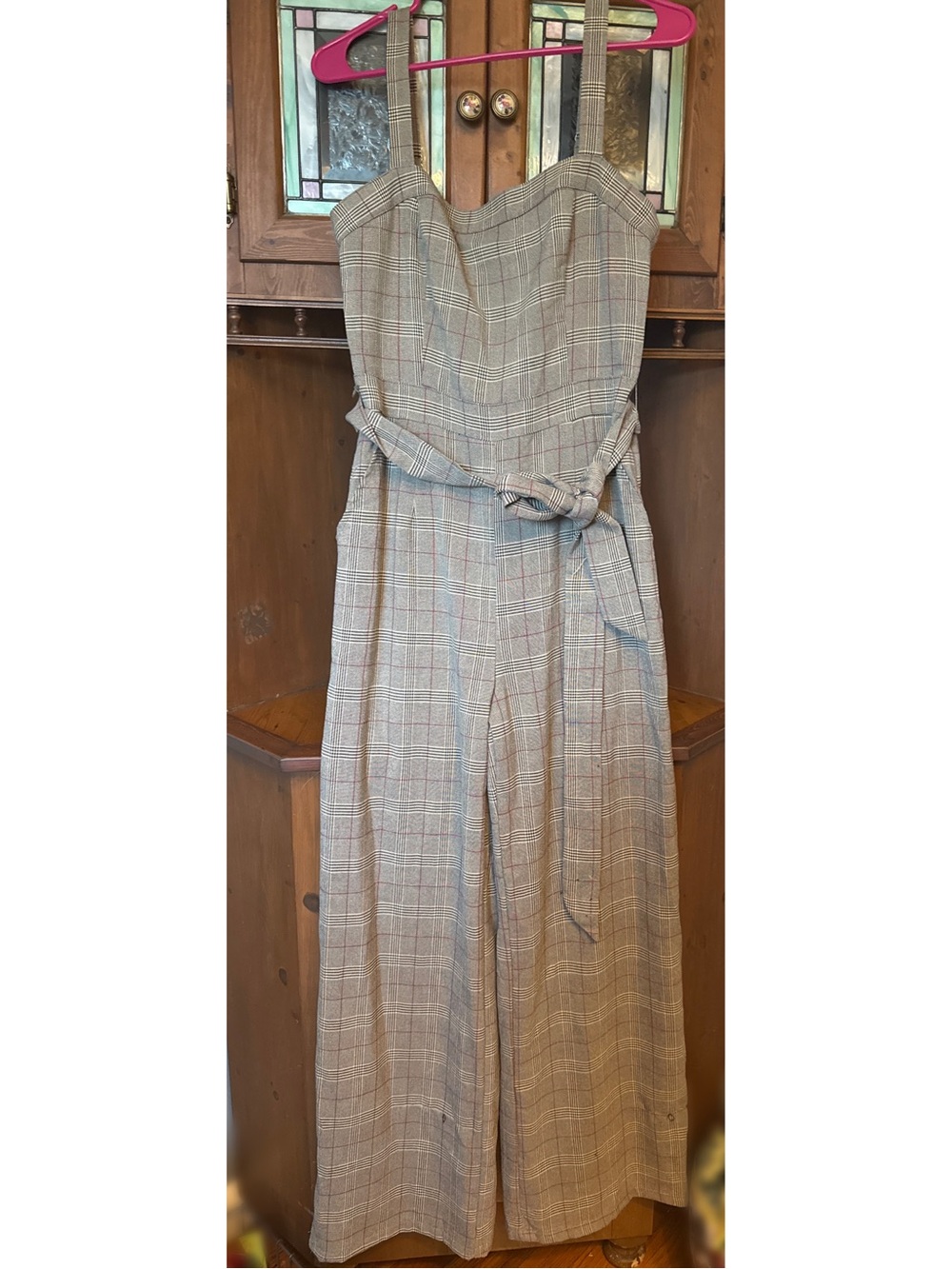 Lulus Autumn Essential Brown Plaid Sleeveless Wide-Leg Jumpsuit M